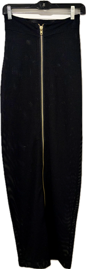 Strapless Mesh Gold Zip Front Dress