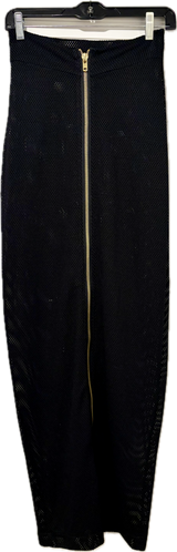 Strapless Mesh Gold Zip Front Dress