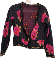 Vintage Embroidered Wool One Button Cardigan