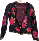 Vintage Embroidered Wool One Button Cardigan