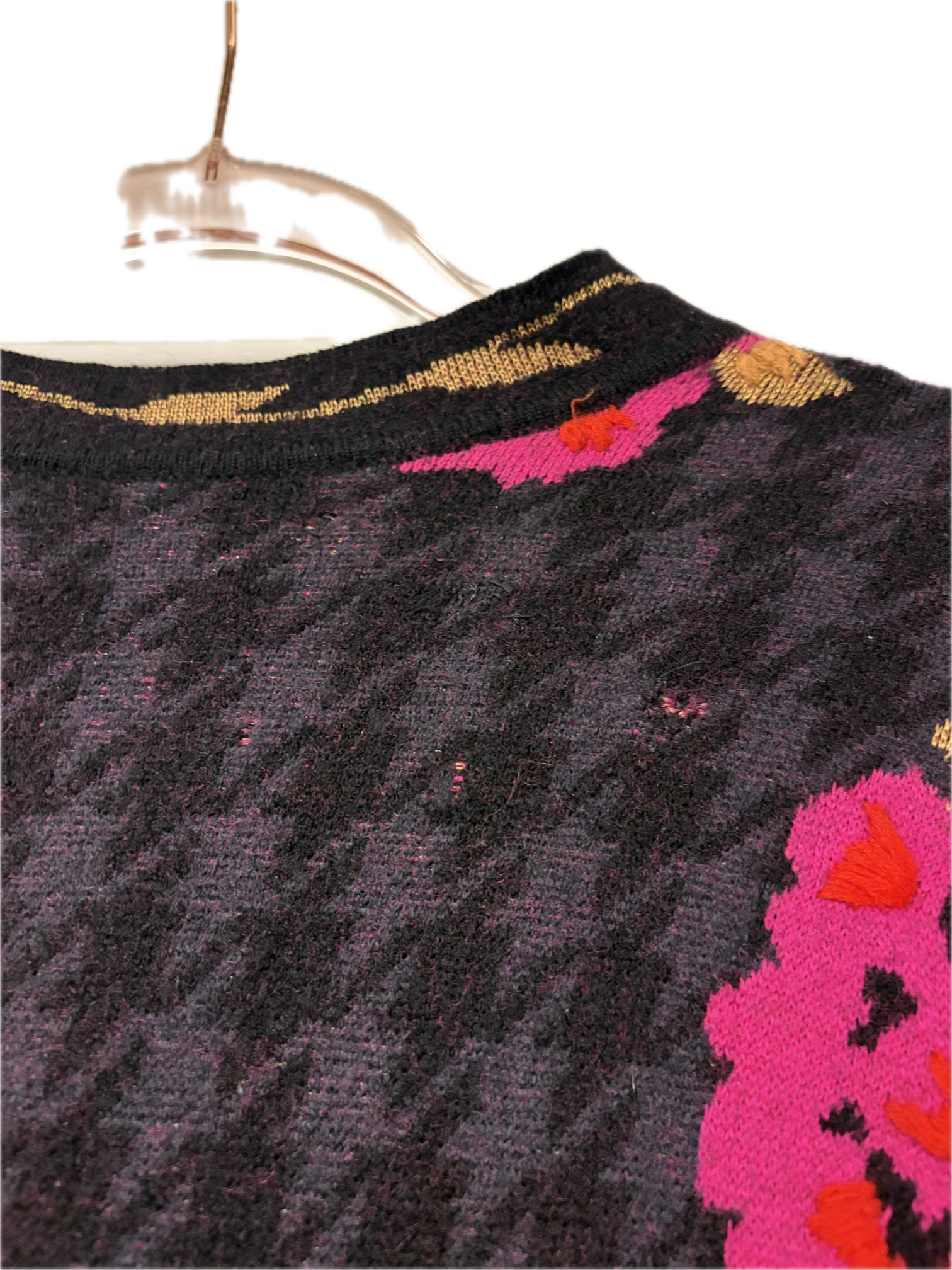 Vintage Embroidered Wool One Button Cardigan