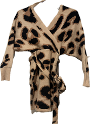 Leopard Belted Wrap Sweater