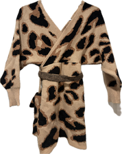 Leopard Belted Wrap Sweater