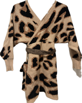 Leopard Belted Wrap Sweater