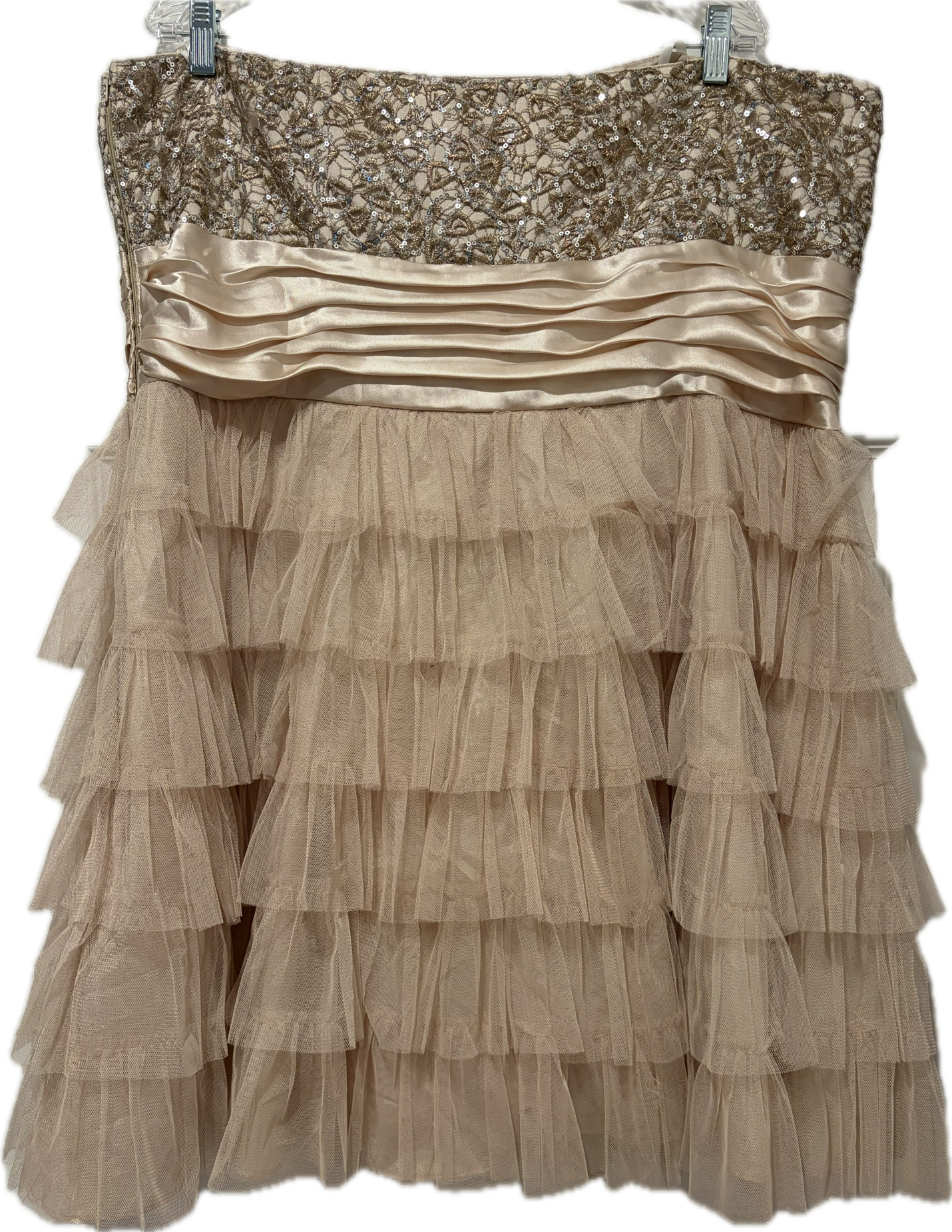 Strapless Sequin Tulle Ruffle Plus Curve Dress