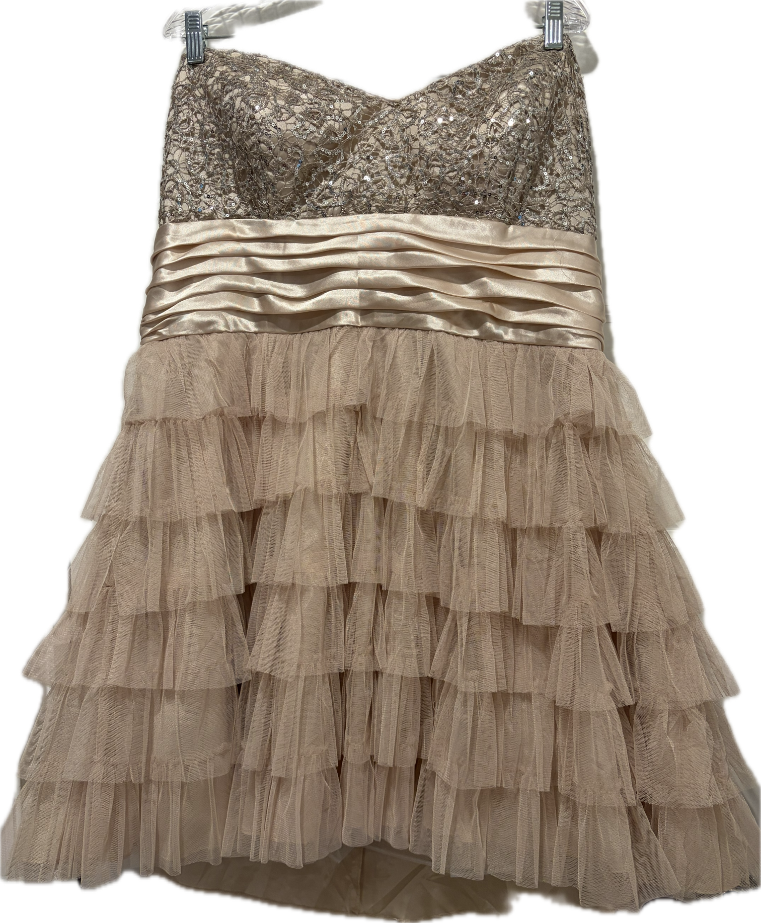 Strapless Sequin Tulle Ruffle Plus Curve Dress