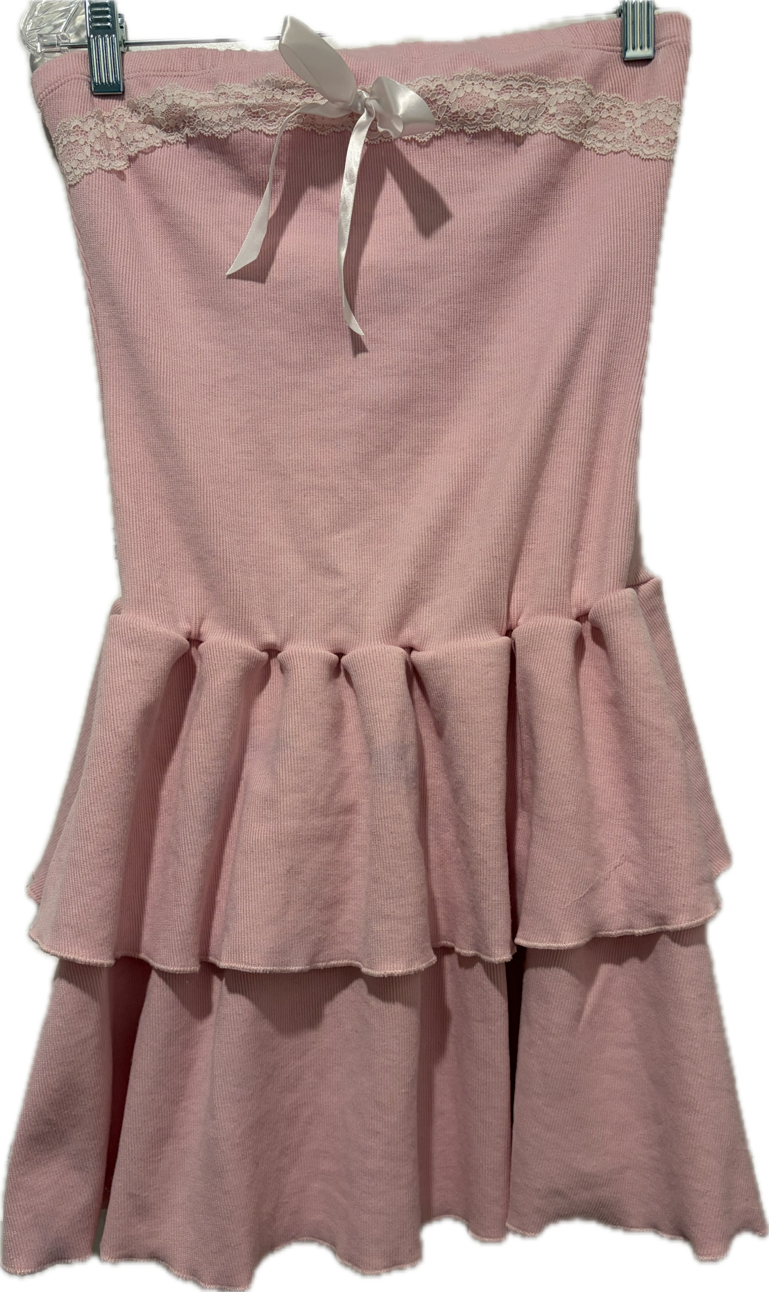 Strapless Ribbed Bow Tie Mini Dress