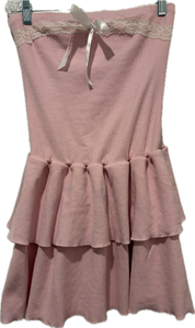 Strapless Ribbed Bow Tie Mini Dress