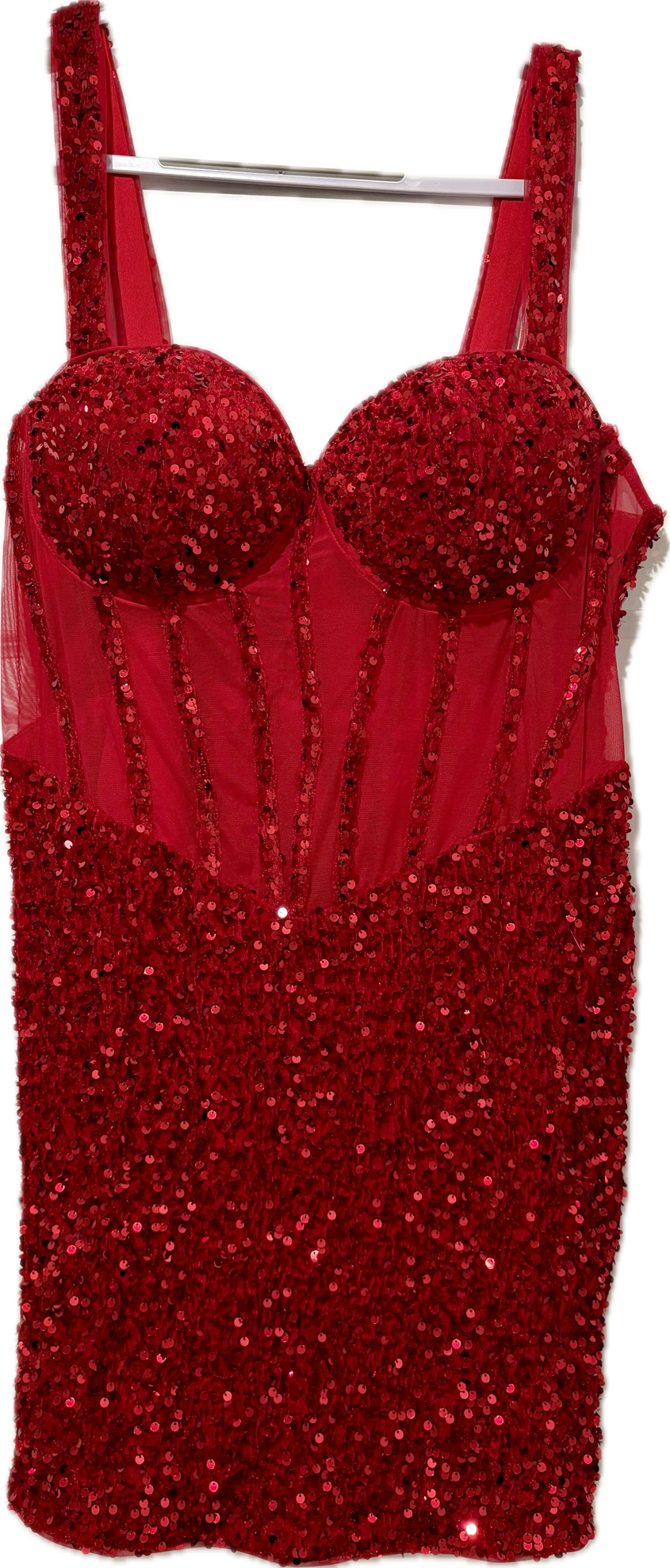 Fashion Nova Red Sequin Burlesque Dress