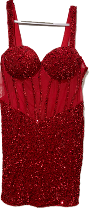 Fashion Nova Red Sequin Burlesque Dress
