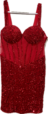 Fashion Nova Red Sequin Burlesque Dress