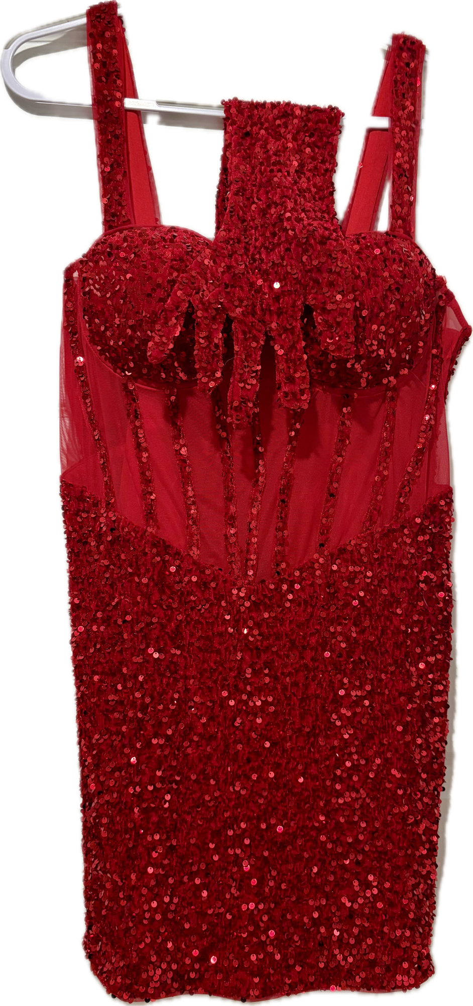 Fashion Nova Red Sequin Burlesque Dress
