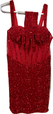 Fashion Nova Red Sequin Burlesque Dress
