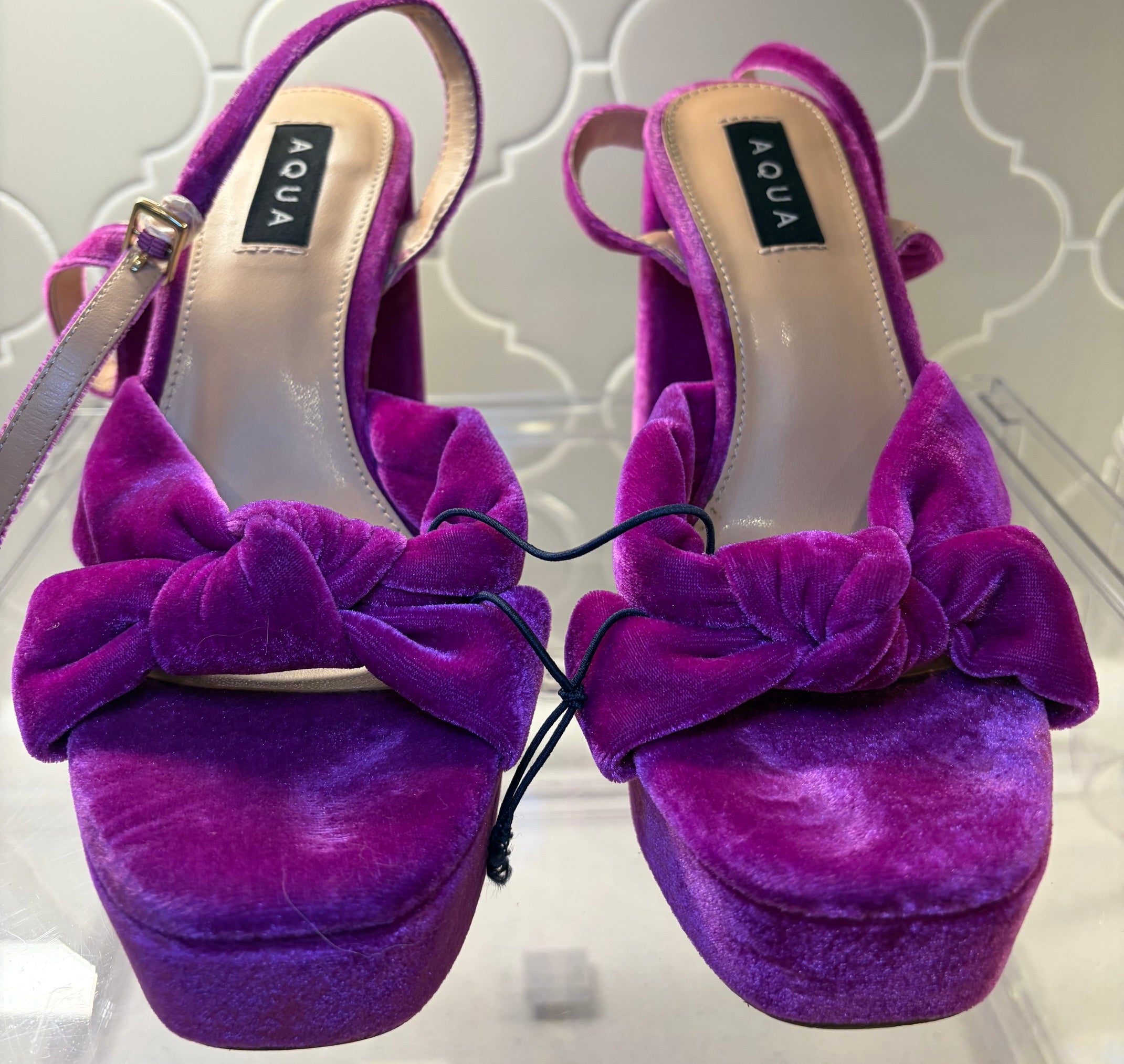 Platform Purple Velvet Ankle Strap Sandals