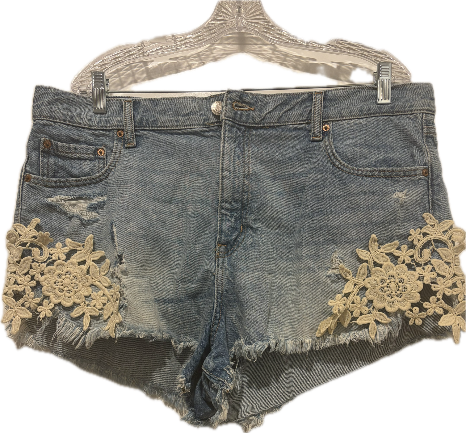 Vintage Embroidered Plus Curve Mid Waist Shorts