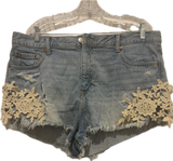 Vintage Embroidered Plus Curve Mid Waist Shorts