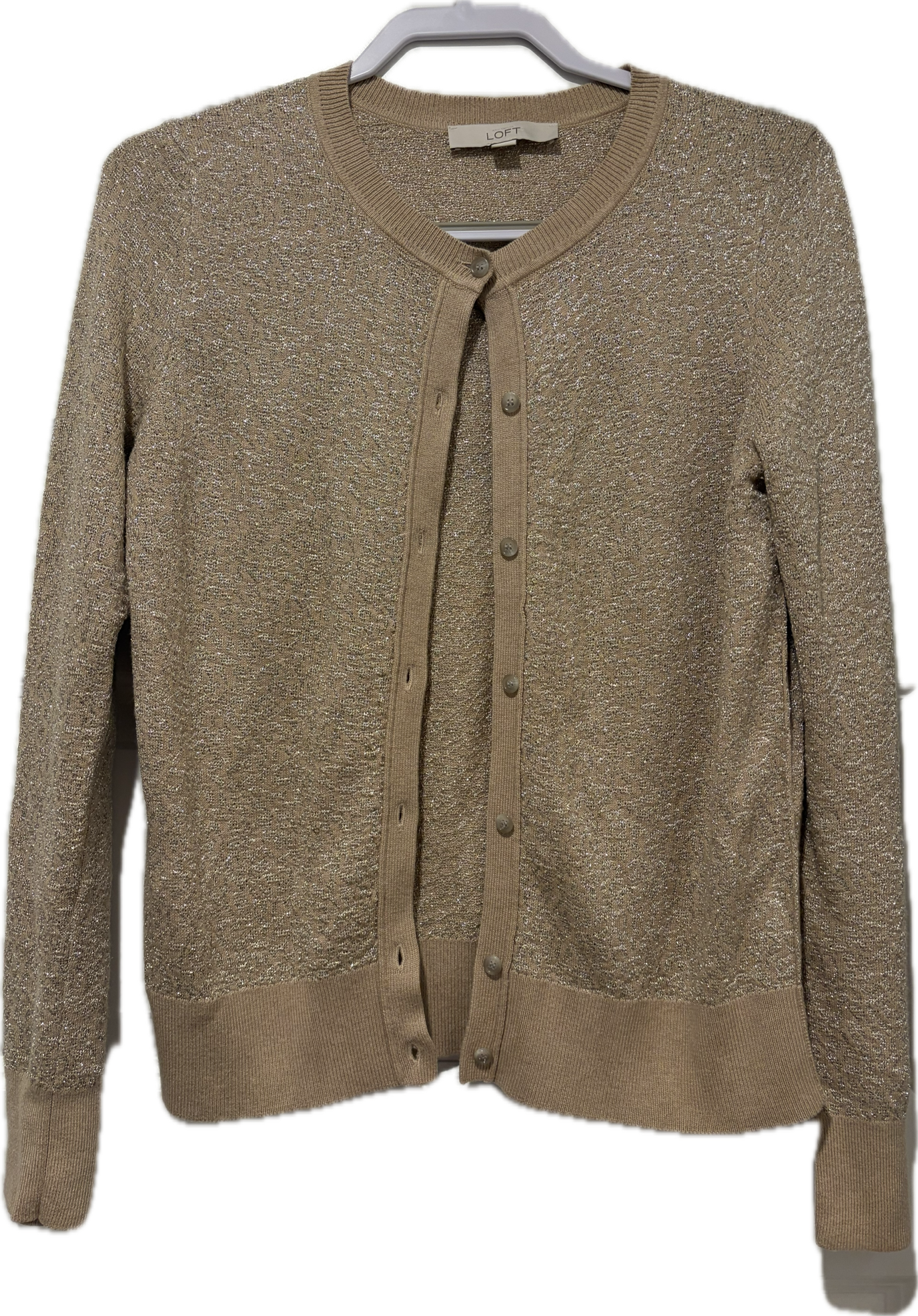 Ann Taylor Loft Gold Metallic Cardigan